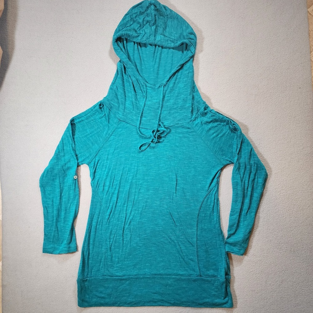 Neon Soul 3/4 sleeve hooded cowl neck shirt‎ teal size large
